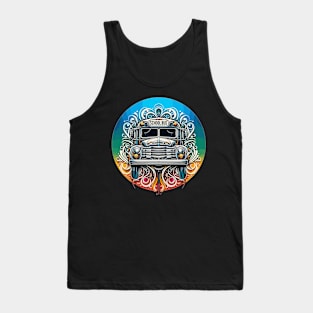 Artistic Silhouette Of A School Bus Tank Top